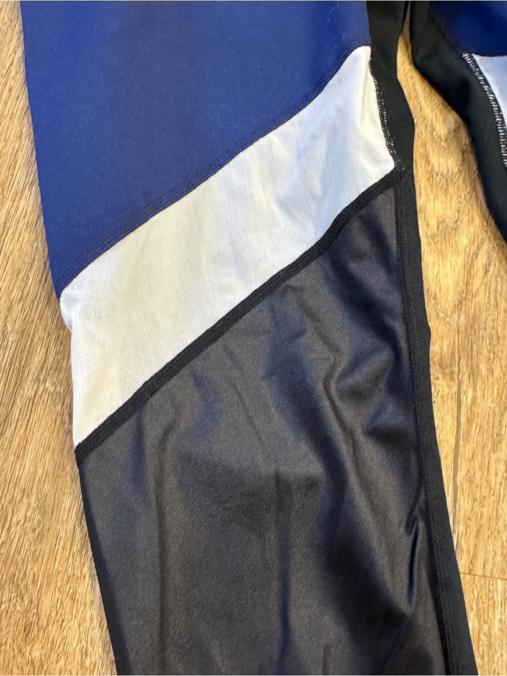 Fabletics Navy, White & Black Colorblock Leggings with Drawstring - Picture 2 of 8